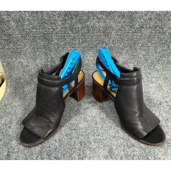 Franco Sarto Harlet Women’s 9M Heels Black Leather Open-Toe Slingback - Picture 8 of 16